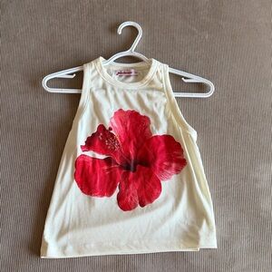 Sleeveless Top with Red Flower Print